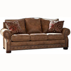 Canapé convertible rembourré en tissu suédine marron rustique - 37 x 86 x 40
