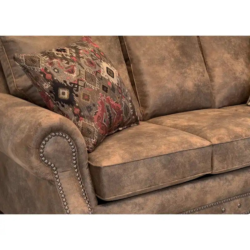 Canapé convertible rembourré en tissu suédine marron rustique - 37 x 86 x 40