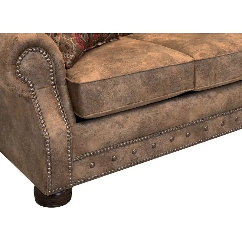 Canapé convertible rembourré en tissu suédine marron rustique - 37 x 86 x 40