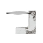 Tables basses gigognes rondes Blanches et Noires avec plateau en verre, lot de 2