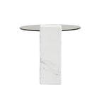 Tables basses gigognes rondes Blanches et Noires avec plateau en verre, lot de 2