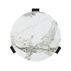 Tables basses gigognes rondes Blanches et Noires avec plateau en verre, lot de 2