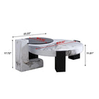 Tables basses gigognes rondes Blanches et Noires avec plateau en verre, lot de 2