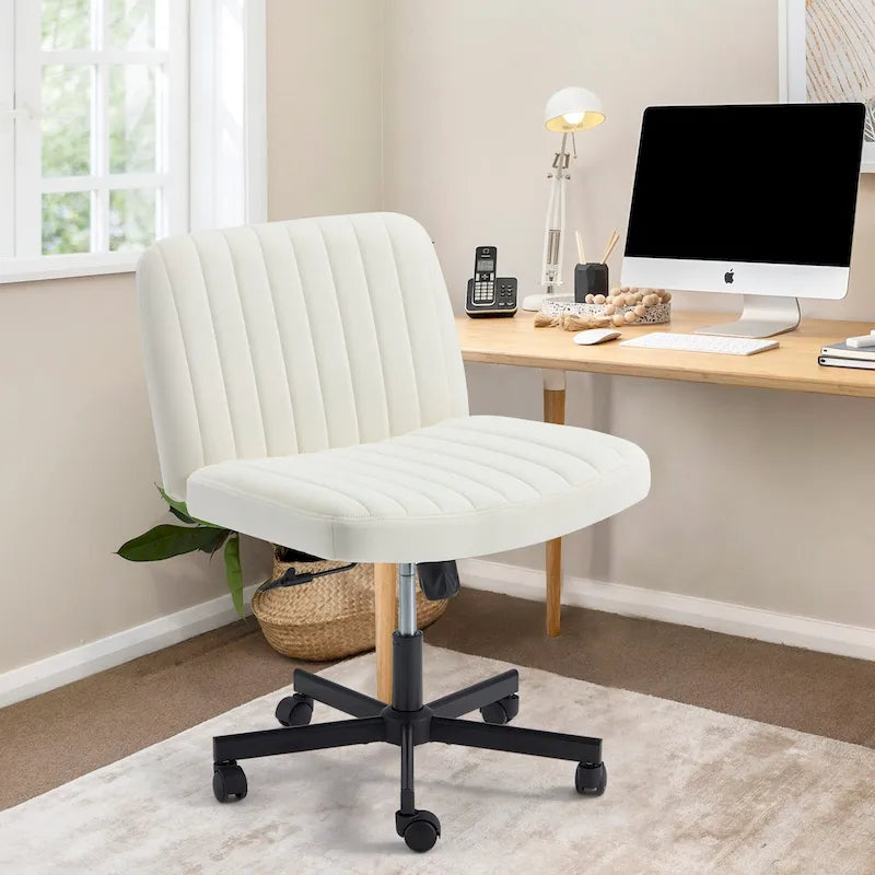 Chaise Criss-Cross sans accoudoirs avec roulettes | Réglable en hauteur | Blanc / Cerisier / Beige / Rose / Gris | Pour 1 personne