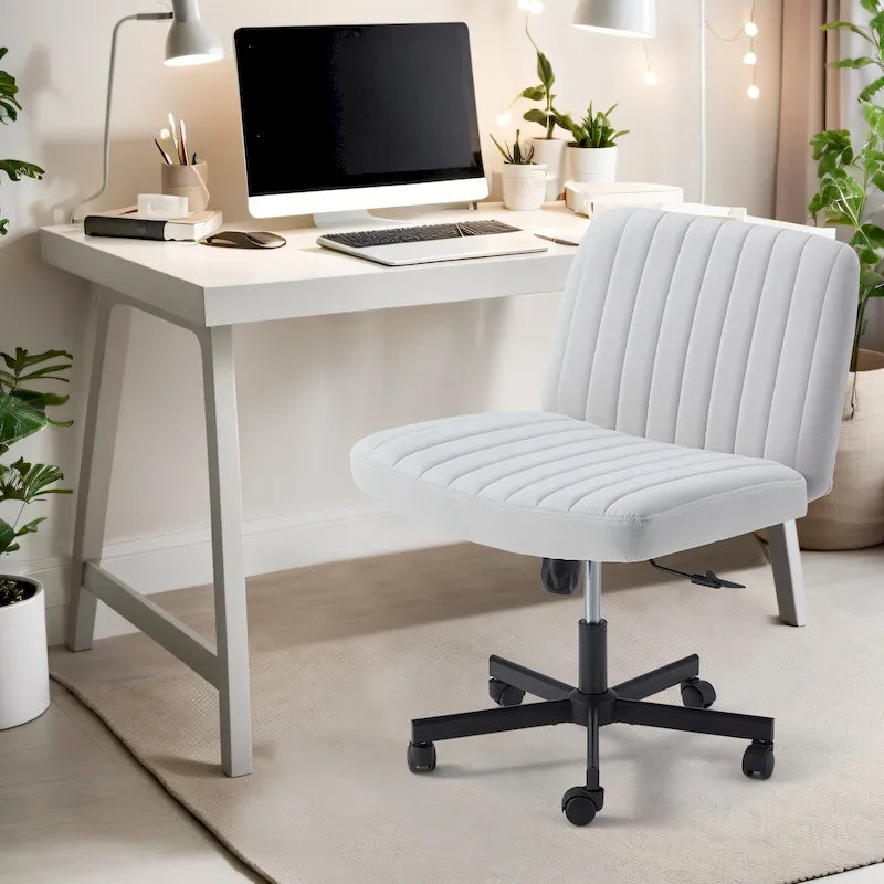 Chaise Criss-Cross sans accoudoirs avec roulettes | Réglable en hauteur | Blanc / Cerisier / Beige / Rose / Gris | Pour 1 personne
