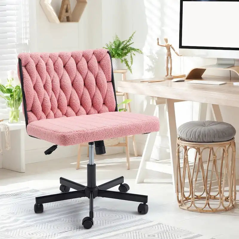 Chaise Criss-Cross sans accoudoirs avec roulettes | Réglable en hauteur | Blanc / Cerisier / Beige / Rose / Gris | Pour 1 personne