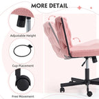 Chaise Criss-Cross sans accoudoirs avec roulettes | Réglable en hauteur | Blanc / Cerisier / Beige / Rose / Gris | Pour 1 personne