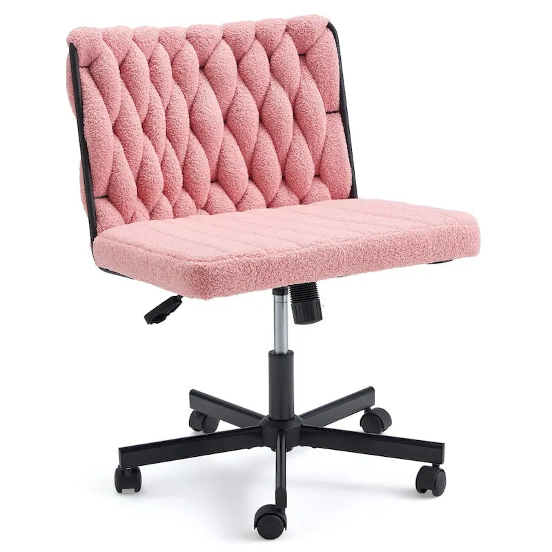 Chaise Criss-Cross sans accoudoirs avec roulettes | Réglable en hauteur | Blanc / Cerisier / Beige / Rose / Gris | Pour 1 personne