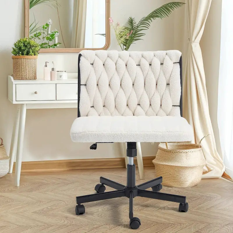Chaise Criss-Cross sans accoudoirs avec roulettes | Réglable en hauteur | Blanc / Cerisier / Beige / Rose / Gris | Pour 1 personne