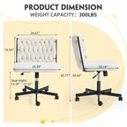 Chaise Criss-Cross sans accoudoirs avec roulettes | Réglable en hauteur | Blanc / Cerisier / Beige / Rose / Gris | Pour 1 personne
