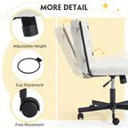 Chaise Criss-Cross sans accoudoirs avec roulettes | Réglable en hauteur | Blanc / Cerisier / Beige / Rose / Gris | Pour 1 personne