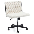 Chaise Criss-Cross sans accoudoirs avec roulettes | Réglable en hauteur | Blanc / Cerisier / Beige / Rose / Gris | Pour 1 personne
