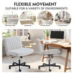 Chaise Criss-Cross sans accoudoirs avec roulettes | Réglable en hauteur | Blanc / Cerisier / Beige / Rose / Gris | Pour 1 personne