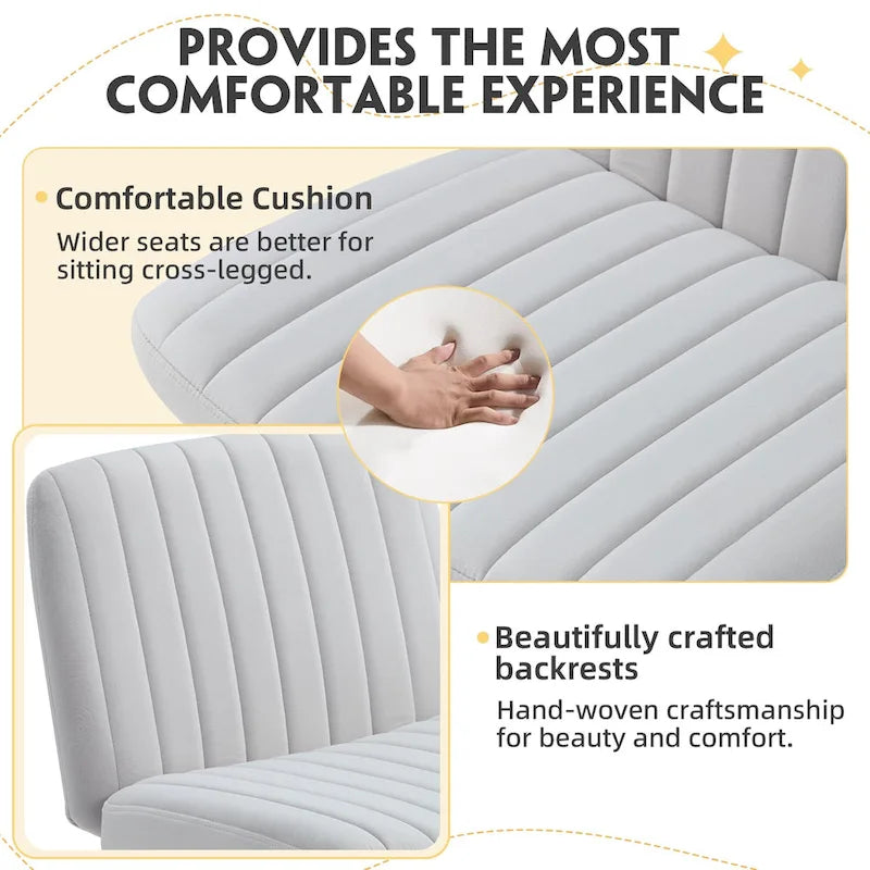 Chaise Criss-Cross sans accoudoirs avec roulettes | Réglable en hauteur | Blanc / Cerisier / Beige / Rose / Gris | Pour 1 personne