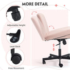 Chaise Criss-Cross sans accoudoirs avec roulettes | Réglable en hauteur | Blanc / Cerisier / Beige / Rose / Gris | Pour 1 personne