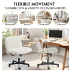 Chaise Criss-Cross sans accoudoirs avec roulettes | Réglable en hauteur | Blanc / Cerisier / Beige / Rose / Gris | Pour 1 personne