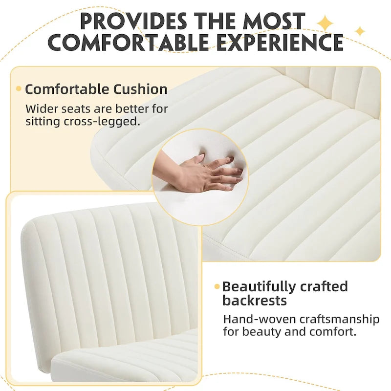 Chaise Criss-Cross sans accoudoirs avec roulettes | Réglable en hauteur | Blanc / Cerisier / Beige / Rose / Gris | Pour 1 personne
