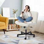 Chaise Criss-Cross sans accoudoirs avec roulettes | Réglable en hauteur | Blanc / Cerisier / Beige / Rose / Gris | Pour 1 personne