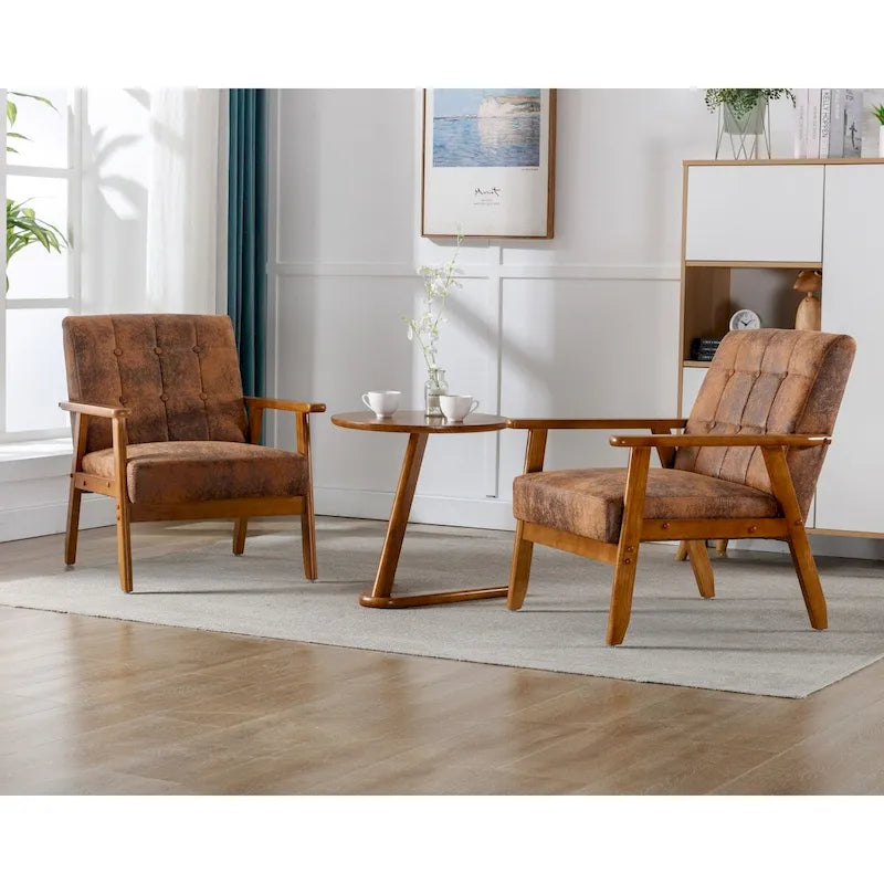 Lot de 2 fauteuils d'appoint avec table d'appoint, pour salon, chambre, bureau - 78 cm H x 64,5 cm L x 71 cm P