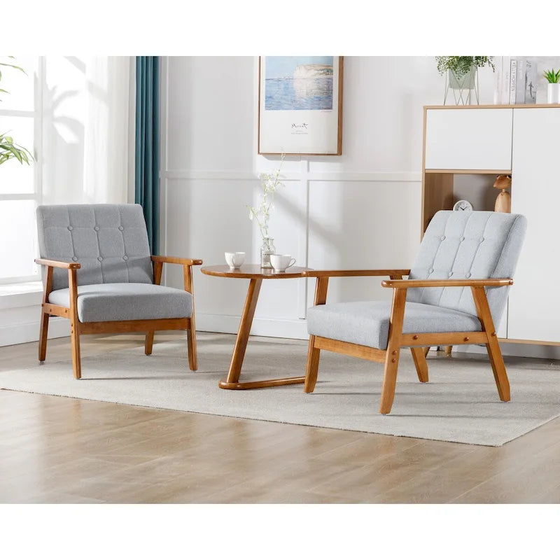 Lot de 2 fauteuils d'appoint avec table d'appoint, pour salon, chambre, bureau - 78 cm H x 64,5 cm L x 71 cm P