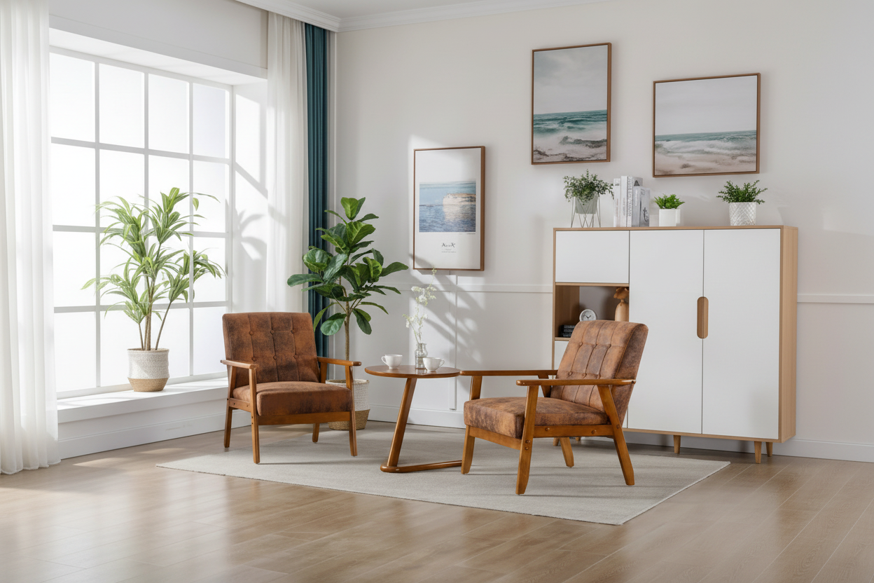 Lot de 2 fauteuils d'appoint avec table d'appoint, pour salon, chambre, bureau - 78 cm H x 64,5 cm L x 71 cm P