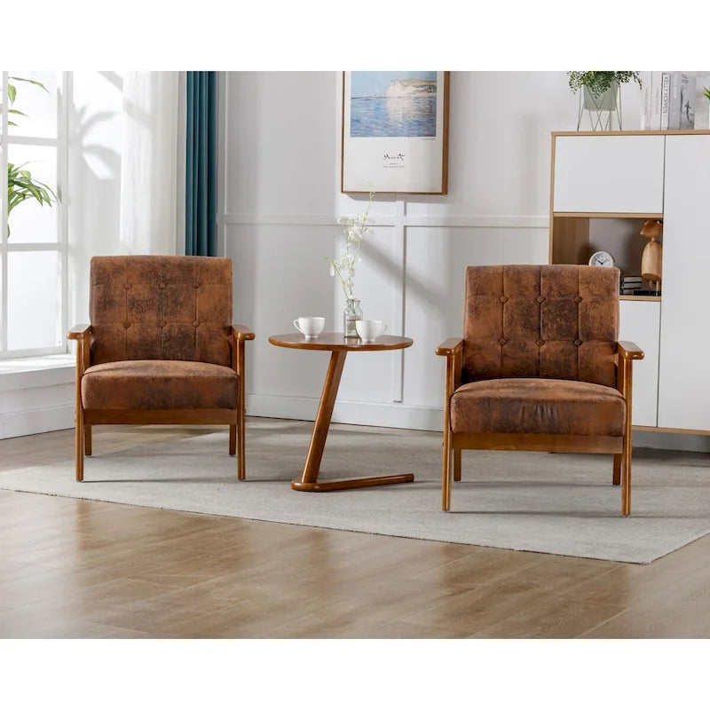 Lot de 2 fauteuils d'appoint avec table d'appoint, pour salon, chambre, bureau - 78 cm H x 64,5 cm L x 71 cm P