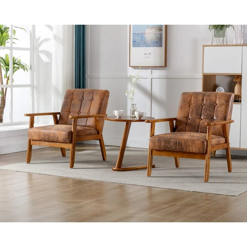 Lot de 2 fauteuils d'appoint avec table d'appoint, pour salon, chambre, bureau - 78 cm H x 64,5 cm L x 71 cm P