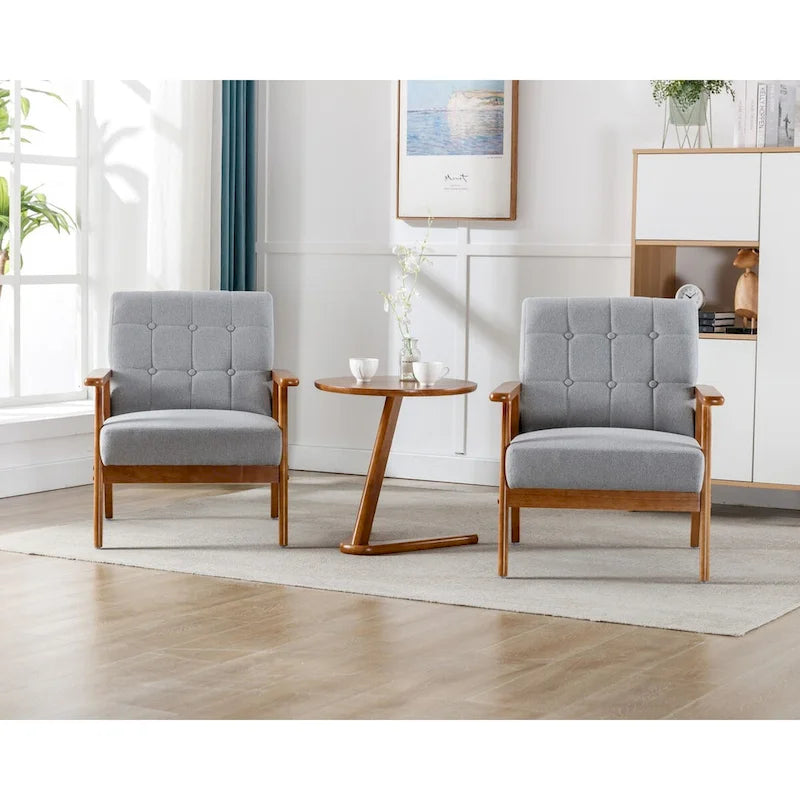 Lot de 2 fauteuils d'appoint avec table d'appoint, pour salon, chambre, bureau - 78 cm H x 64,5 cm L x 71 cm P