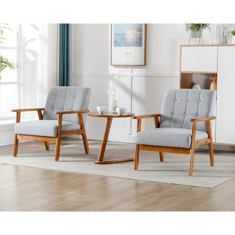 Lot de 2 fauteuils d'appoint avec table d'appoint, pour salon, chambre, bureau - 78 cm H x 64,5 cm L x 71 cm P