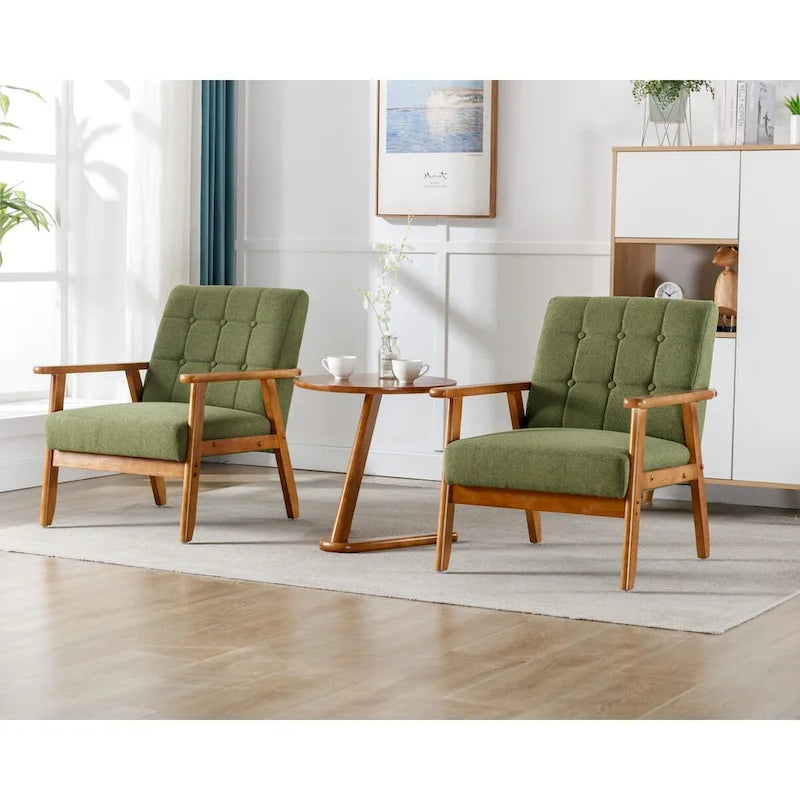 Lot de 2 fauteuils d'appoint avec table d'appoint, pour salon, chambre, bureau - 78 cm H x 64,5 cm L x 71 cm P