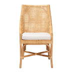 Chaise de salle à manger en rotin brun naturel style bohème moderne