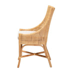 Chaise de salle à manger en rotin brun naturel style bohème moderne