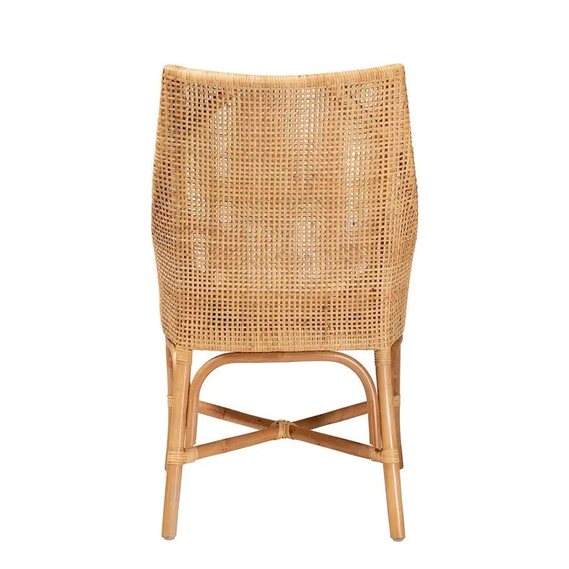 Chaise de salle à manger en rotin brun naturel style bohème moderne