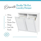 Meuble de rangement pour linge sale à double bascule avec sac de rangement en tissu amovible – Blanc