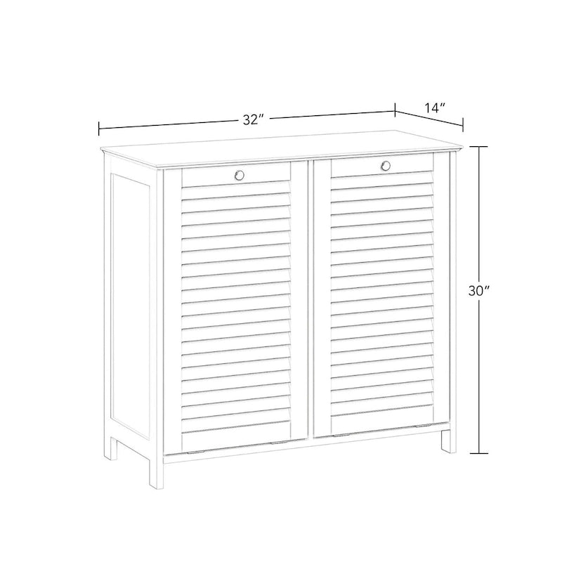 Meuble de rangement pour linge sale à double bascule avec sac de rangement en tissu amovible – Blanc