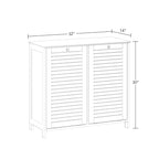 Meuble de rangement pour linge sale à double bascule avec sac de rangement en tissu amovible – Blanc