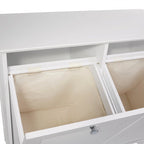 Meuble de rangement pour linge sale à double bascule avec sac de rangement en tissu amovible – Blanc