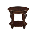 Table d'appoint ronde de 56 cm, table d'appoint de canapé en bois massif avec étagère, table de coin de salon facile à assembler